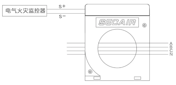 J-SCM41(160)剩余電流式<a href=http://www.pdjsj.com/dianqihuozai/ target=_blank class=infotextkey>電氣火災監控</a>探測器接線圖